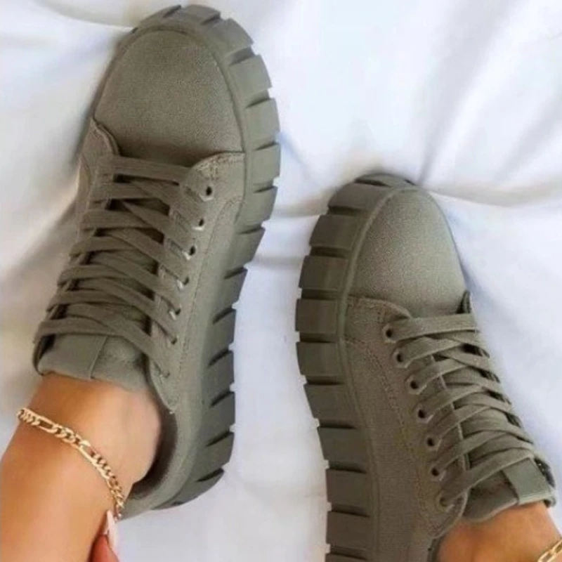 European and American Casual Flat Shoes 2024 Autumn New Lace Up Casual Sports Daily Simple Women's Shoes Zapatillas De Deporte image 3