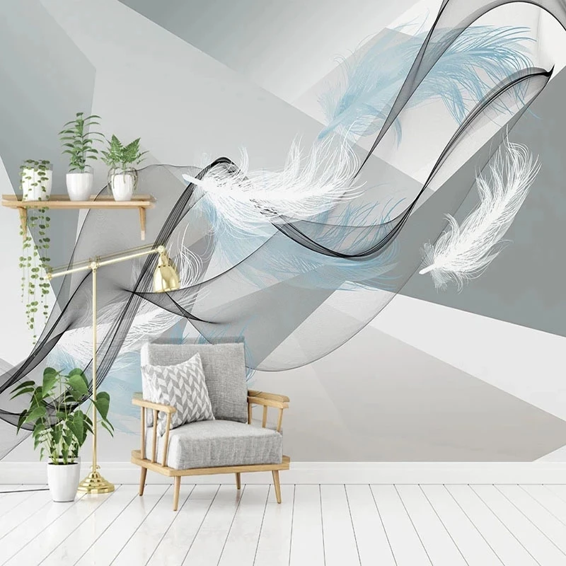 Customized Mural Wallpaper Geometric Watercolor Feather Abstract Art Living room sofa TV background wall bedroom restaurant 8d