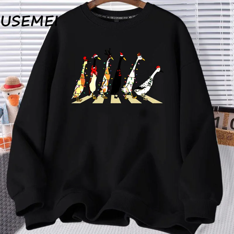 Funny Christmas Ducks Hoodeis Sweatshirt Harajuku Pullover Animal Lover Sweatshirts Womens Christmas Party Clothing Pullover