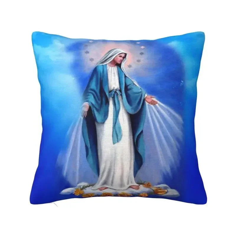 Luxury Catholic Virgin Mary Cushion Cover Soft Our Lady of Fatima Throw Pillow for Sofa Car Pillowcase Living Room Decoration