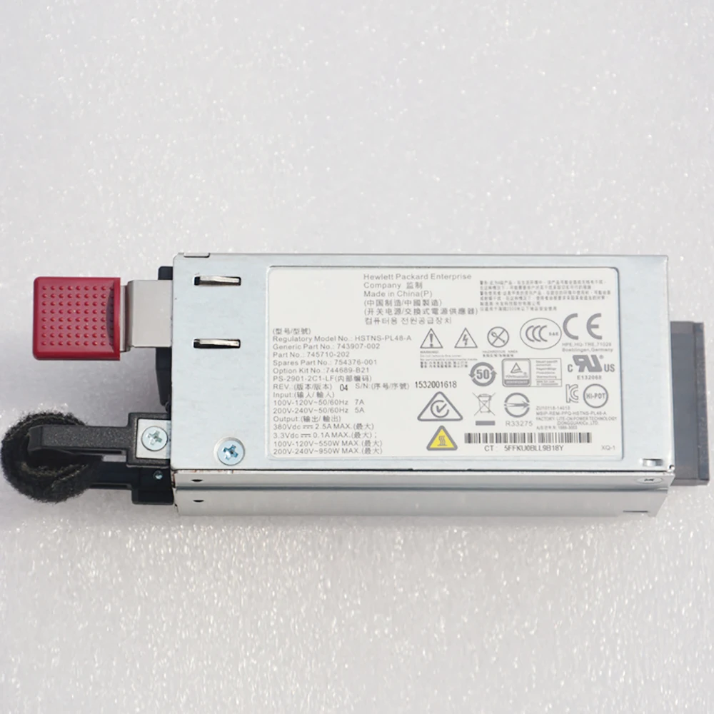High QualityFor HP DL20 DL160 G9 550W Server Power Supply 754376-001 744689-B21 HSTNS-PL48-A