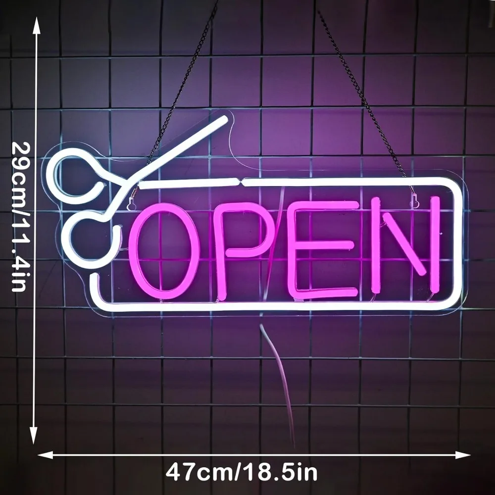 Open Neon Sign Pink White LED Signs USB Powered Neon Light up Signs for Bar Salon Store Coffee Shop Club Business Wall Decor