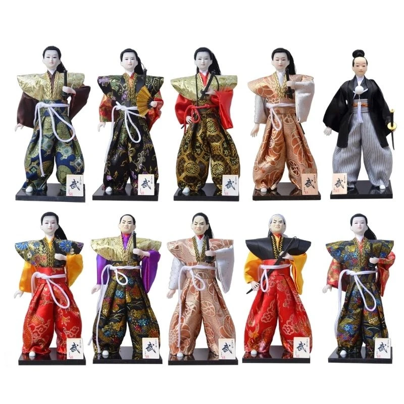 Authentic 12 Inch Japanese Samurai Male Doll in Kimono for Collectors and Decor