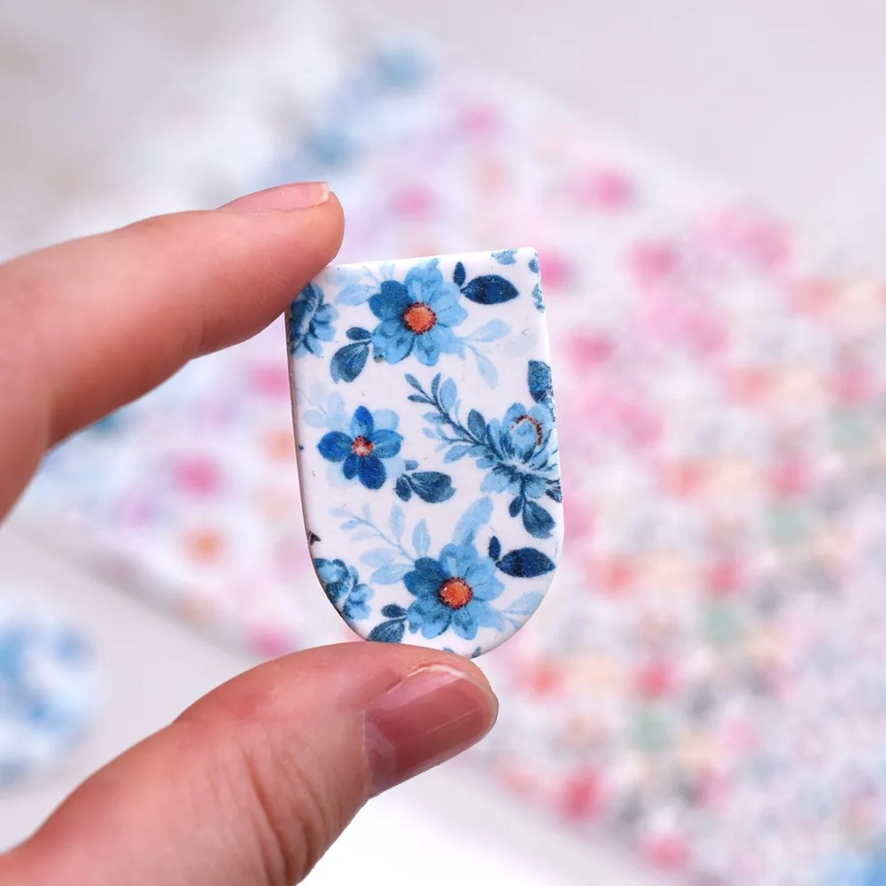 SNASAN Polymer Clay Color Flowers Watercolor Transfer Paper Soft Pottery Ornament Pendants Eearrings Jewelry Making Materials