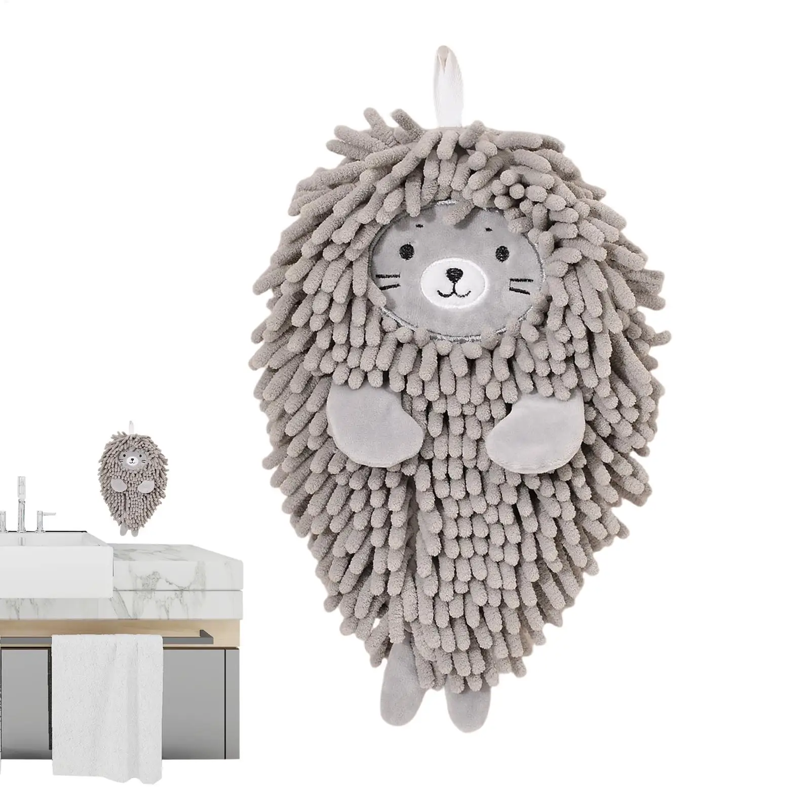 Bathroom Hand Towels Cute Sea Lion Shape Soft Chenille Rags Hand Towel Bathroom For Kitchen Countertop Home Shower Hotel Bar Spa