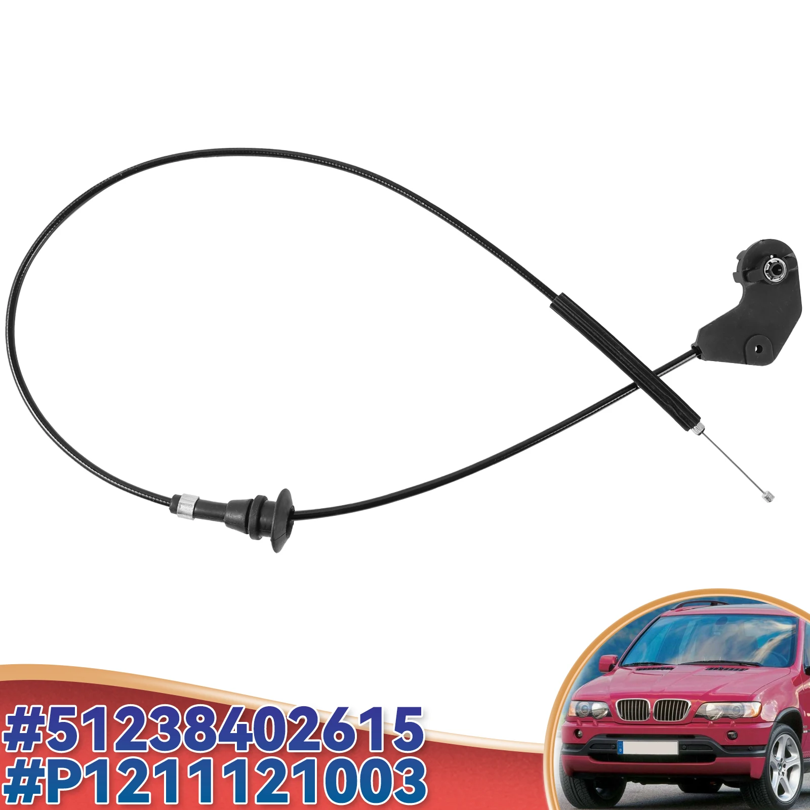 Image of Für BMW X5 E53 1999-2006 3,0 d 3,0 i 4,4 i 4,6is 4,8is Auto Vorne Motorhaube Motorhaube release Mechanismus Bowde Kabel Draht # 51238402615
