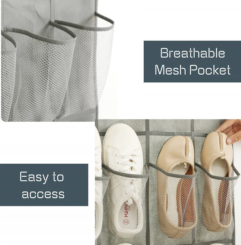 24/28/35 Mesh Pockets Over The Door Hanging Shoe Organizer Wall Hanging Shoes Storage Rack for Cabinet Closet Sundries