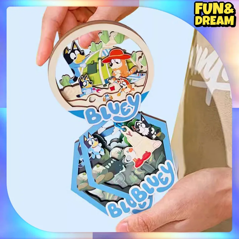 Genuine Bluey Family Magnet Toys Cartoon Action Figure Collectible Doll Ornament Fridge Decoration Model Birthday Gift For Kids