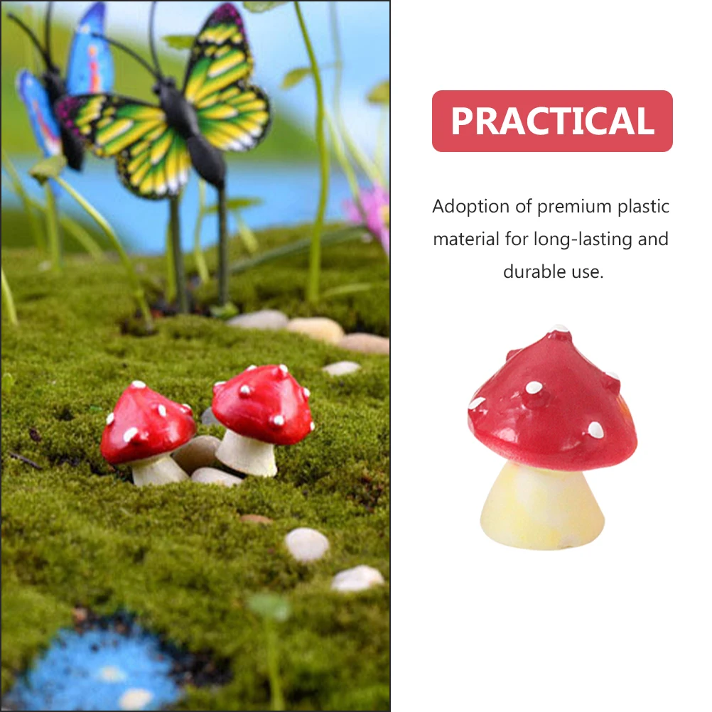 

10 Pcs Mushroom Decor Mini Figurines Lovely Red Aquarium Ornament Fish Tank Landscaping Plastic Lifelike Pet Supplies