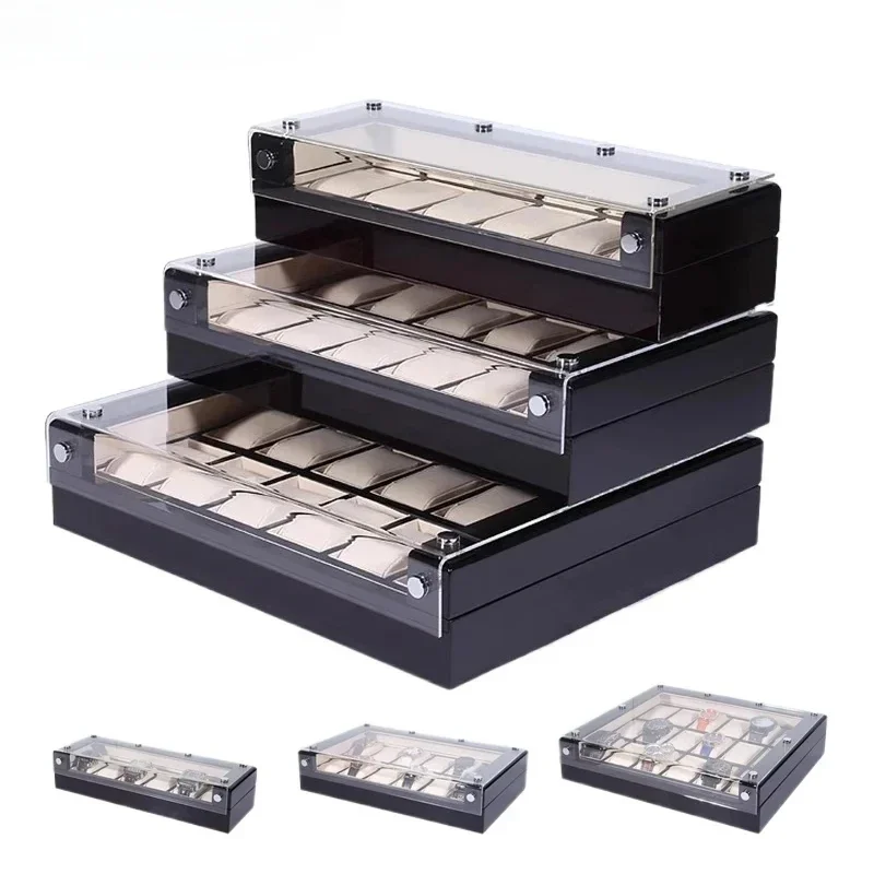 

Wooden 180 Degree View Display Watch Storage Collection Case Minimalist Men's Women's Watch Organizer Boxes Customizable logo