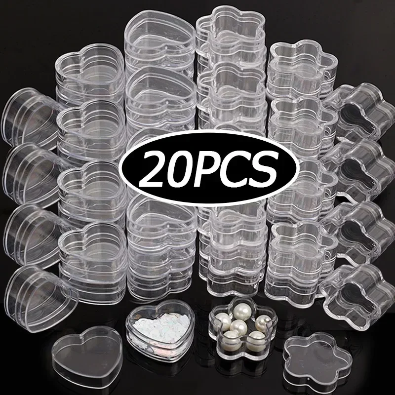 Mini Transparent Storage Box Plastic Heart Shaped Packaging Boxes for Jewelry Earrings Travel Cream Box Cosmetic Container Cases