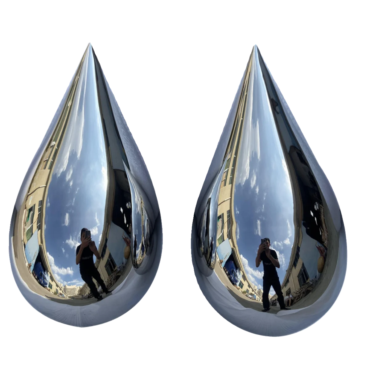 

Customized stainless steel mirror water drop shape sculpture metal ornament hotel lobby indoor hanging pendant ornament