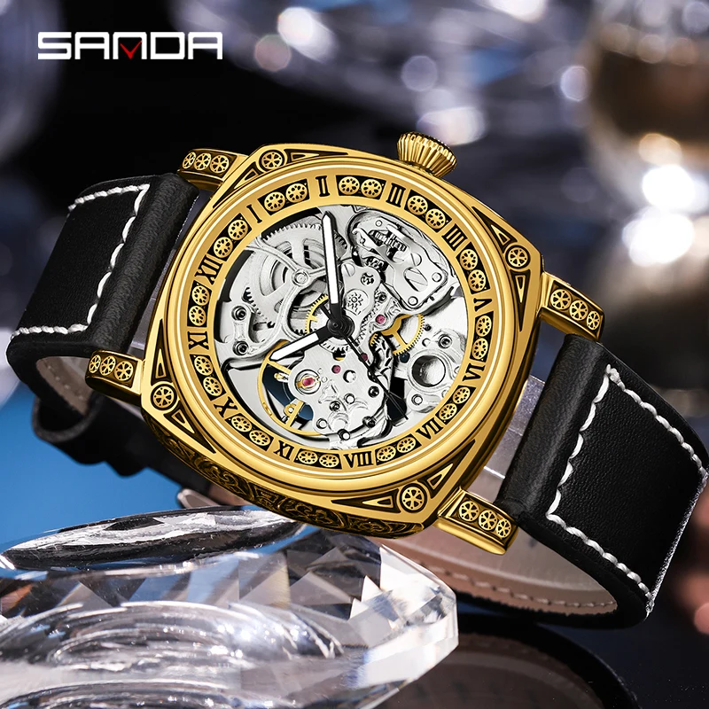 2024 Luxury Brand Automatic Mechanical Watch for Men Tourbilon Skeleton Watches Waterproof Wristwatch Silicone Band Reloj Hombre