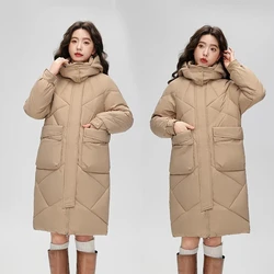 Down Cotton Snow Wear Overcoat Thicken Warm Side Split Jackets New Loose Cotton Padded Chaqueta Winter Hooded Long Parkas Women