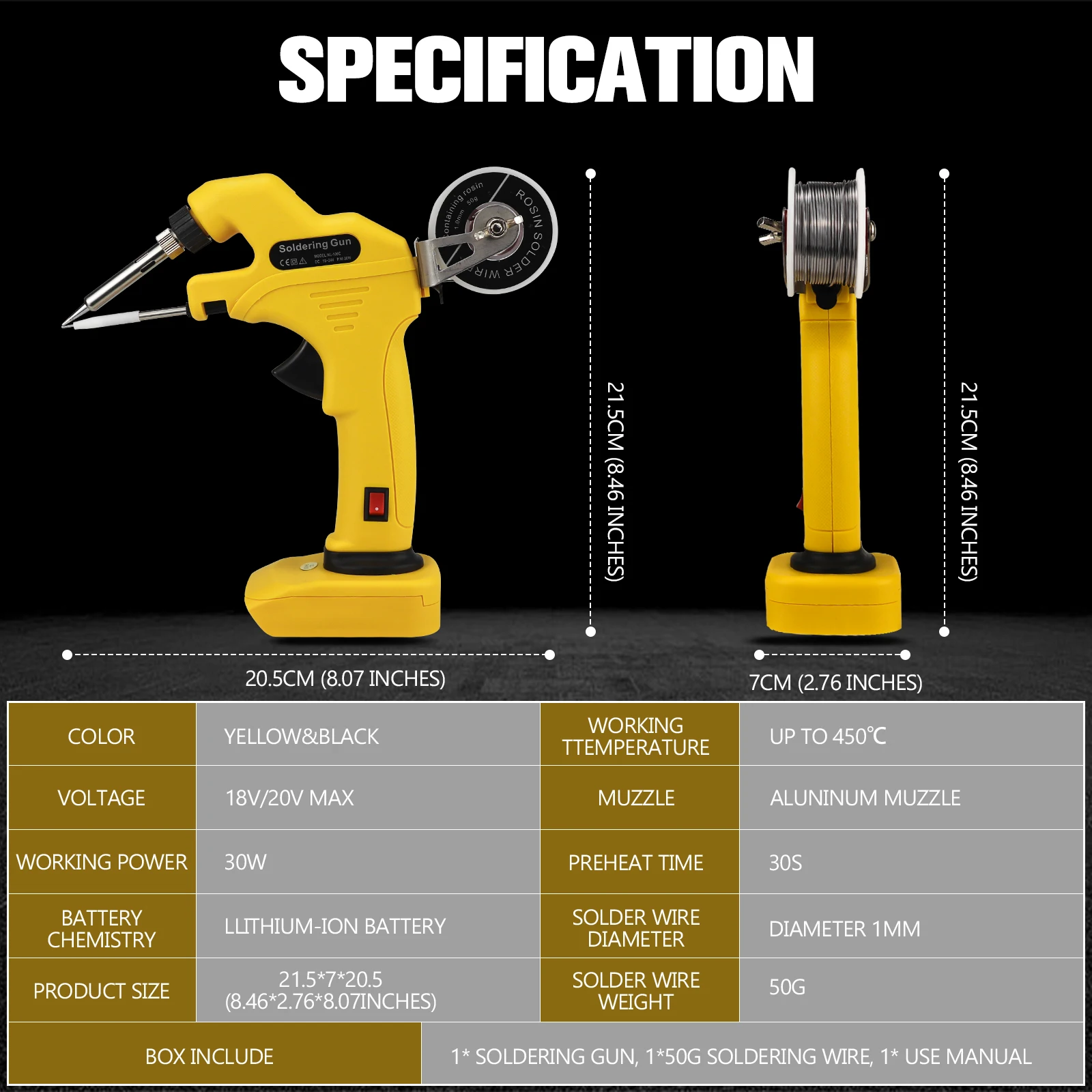 ชุดเครื่องเชื่อมเหล็กไร้สาย30W สำหรับ DeWalt แบตเตอรี่ Li-ion 20V 30S อุ่นเร็วพร้อมหัวแร้งและลวดบัดกรี (ไม่มีแบตเตอรี่)