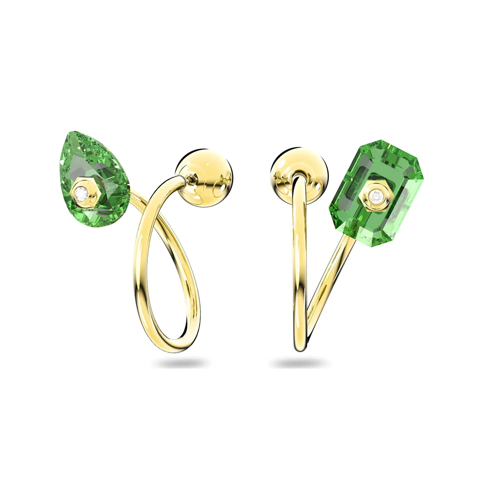 

Серьги-кроллеры с зелеными кристаллами смешанной огранки — смелый и игривый аксессуар