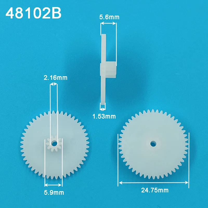 48102B 0.5M Double-deck Gear Modulus 0.5 48 Teeth+ 10 Teeth Plastic Gears Toy Accessories