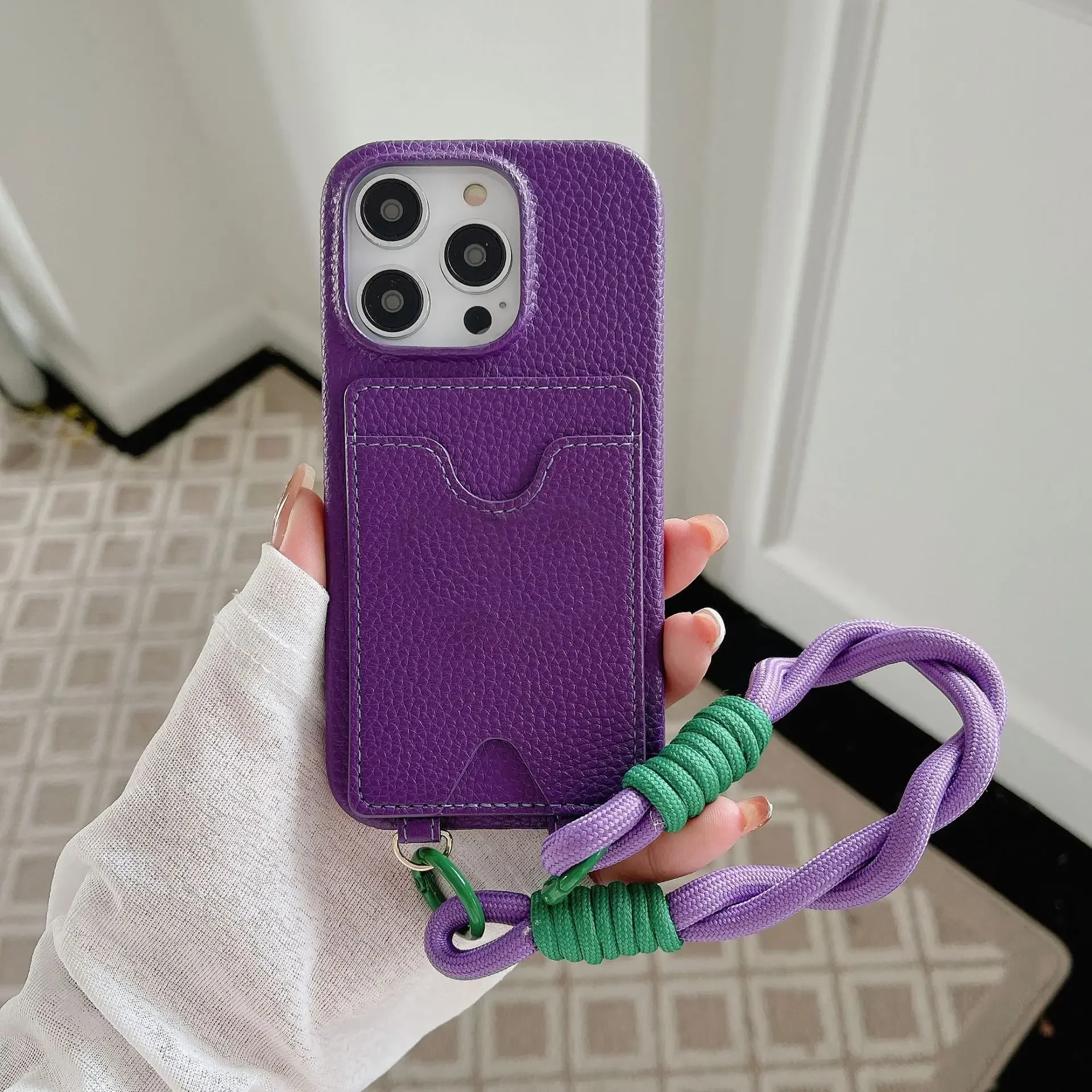

New Hemp Rope Weaving Suitable for iPhone 15 Diagonal Cross Phone Case 14 Promax Card Insertion 12 13 Pro 11 Protection Cover