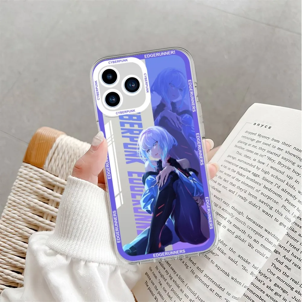 Anime C-Cyberpunks E-Edgerunners Phone Case For iPhone 11 12 Mini 13 14 15Pro Max Transparent Shell