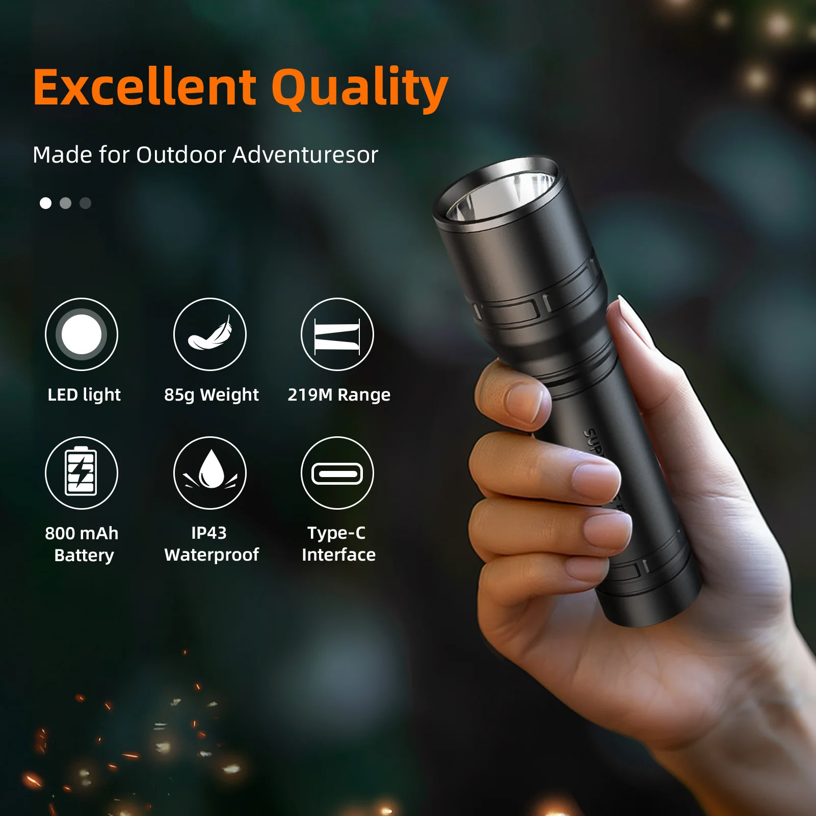 New SUPERFIRE S33-A Super bright LED Flashlight Built in Battery 4 lighting modes Mini Torch for Camping Hunting Bicycle Light