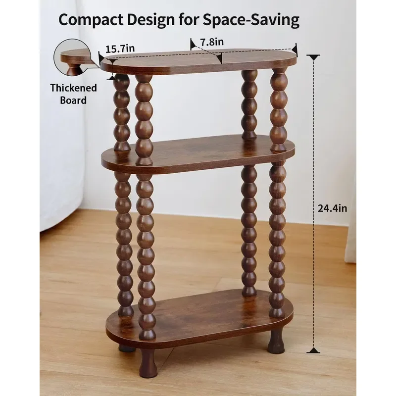 3-Tier Narrow Side Table, Slim End Table for Small Spaces