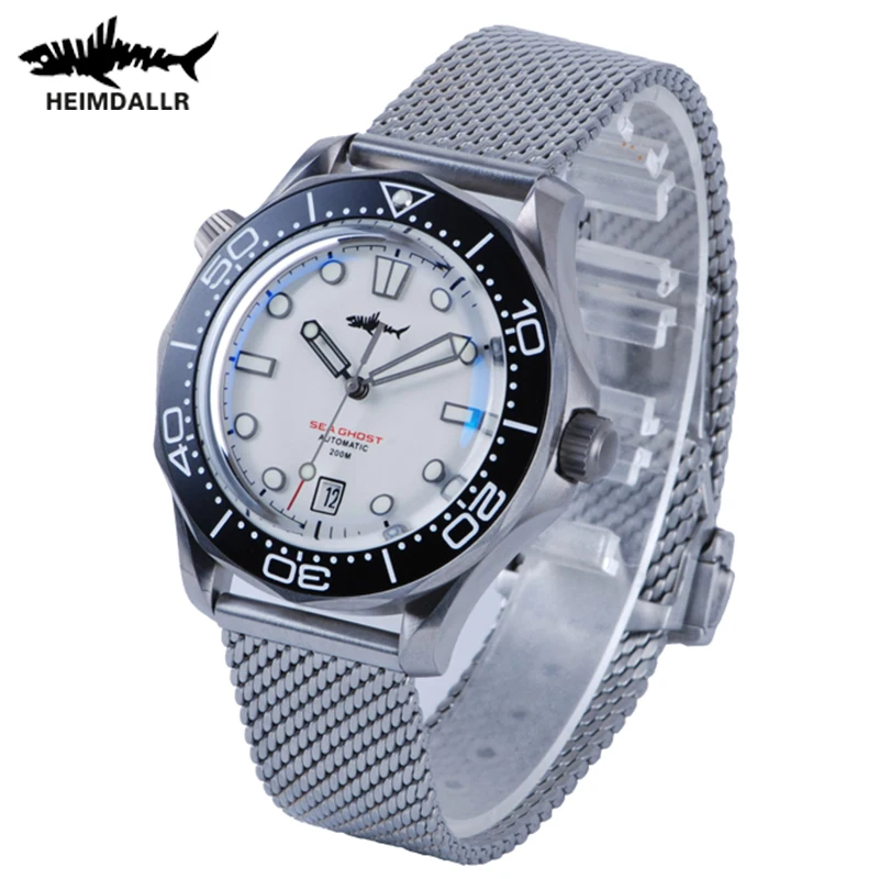 

Heimdallr Mens Diver Watches NH35 Automatic Watch Titanium Mechanical Wristwatch 200M Waterproof C3 Luminous Chronograph Bezel