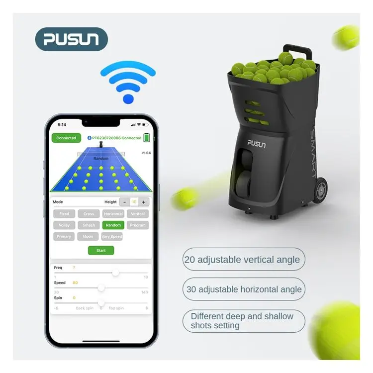 Popular Automatic Electronics PT Smart Tennis Ball Machine for Training Practice with APP Remote Control