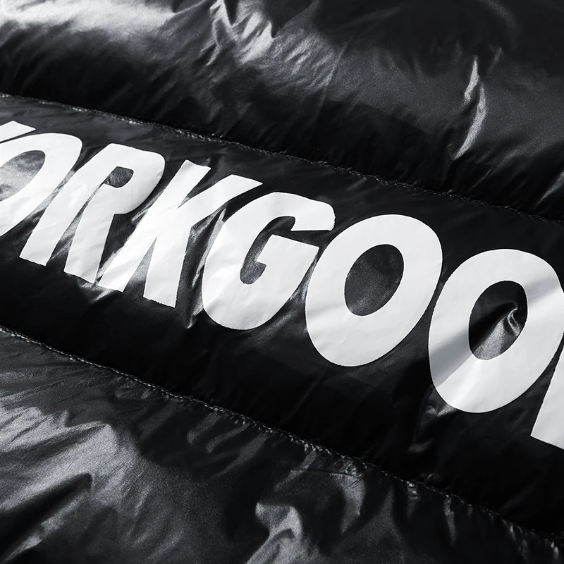 Men's Autumn Winter Bright Face Warm Down Vest Vertical Collar Warm Windproof Fashion Simple Design Loose Version Warm Down Vest