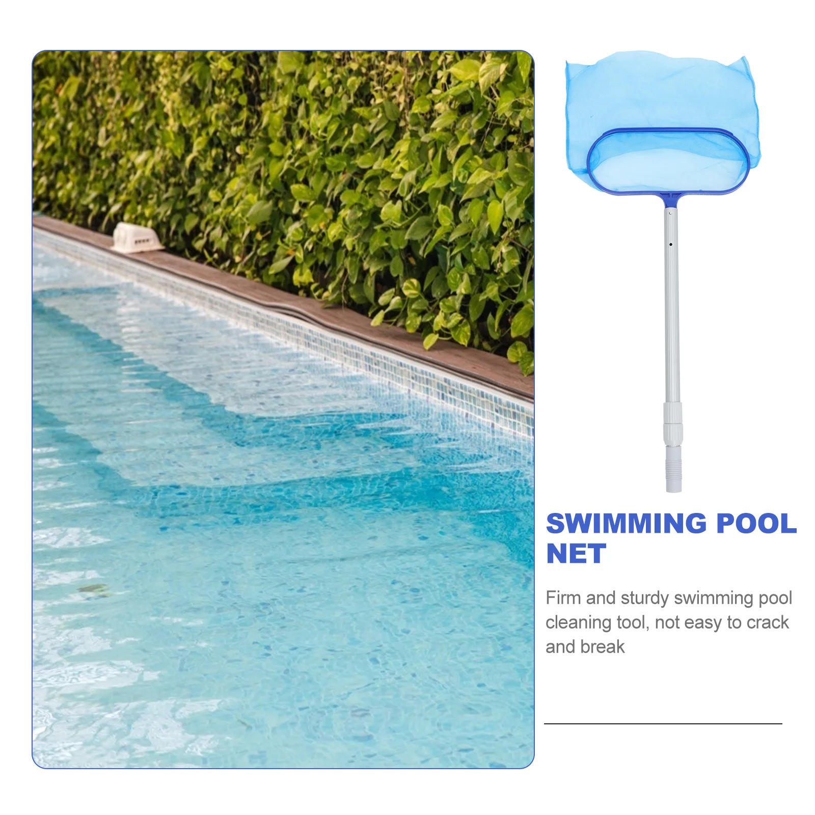 1Set Swimming Pool Cleaner Net Blue Heavy Duty Pond Scoop Tool Fine Mesh for Easy Debris Fish Low Effort Maintenance