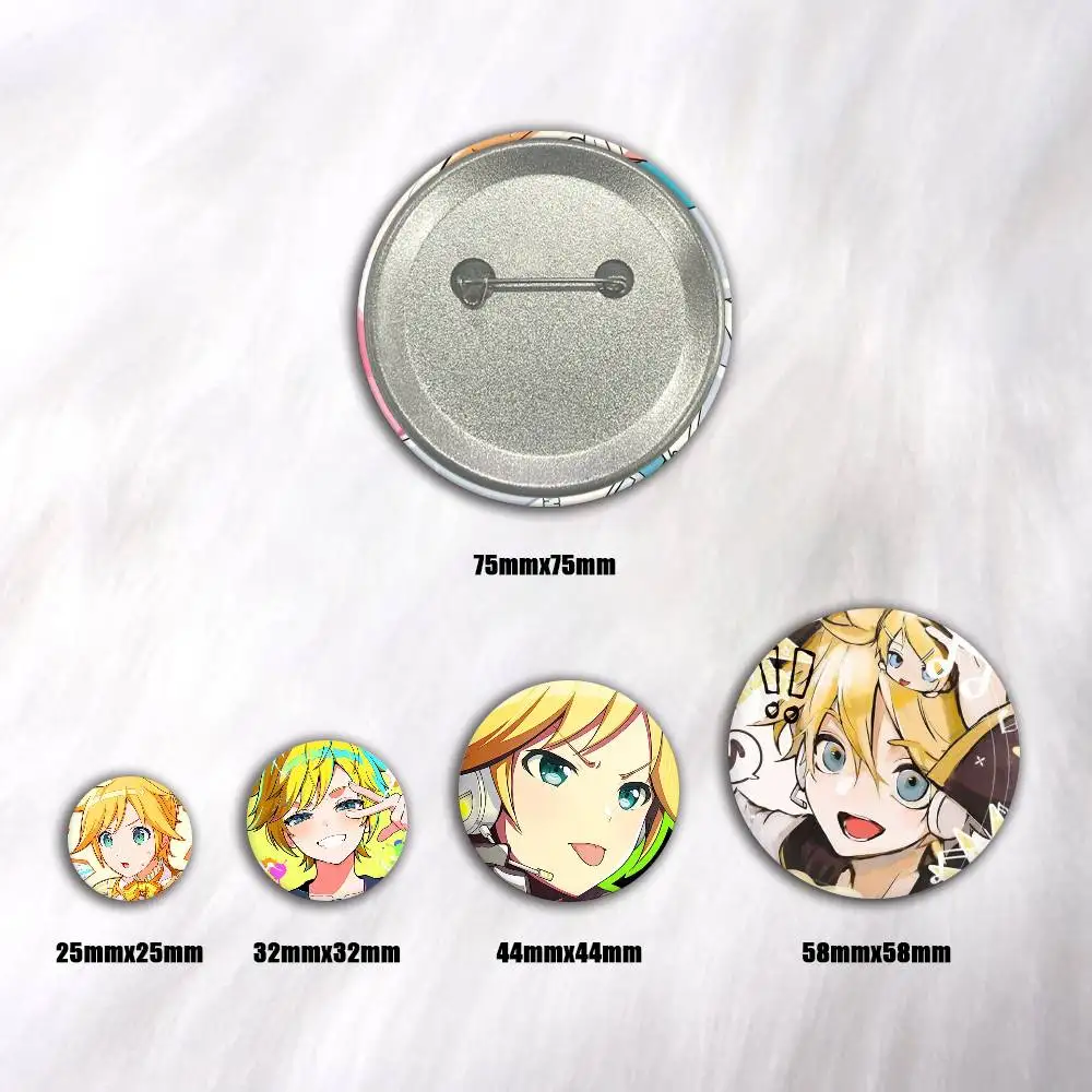 K-kagamine-E Len Round Snap-in Brooches Rock Band Lapel Pins  Badges Fan Collection Accessories Jewelry Handmade Gifts