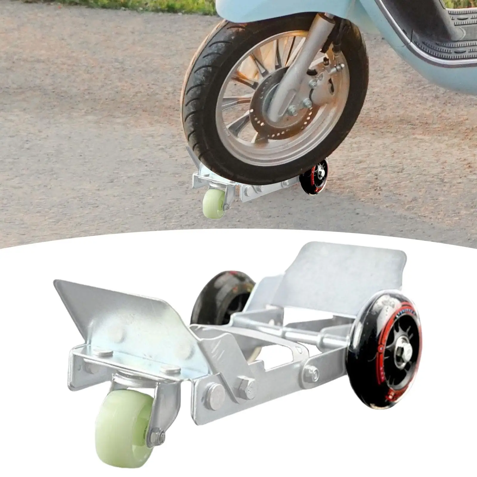 Flat Tire Booster Trolly Tire Trolley Steel Emergency Tire Roller Move Tool Motorcycle Tire Moving Trolley for Tricycle