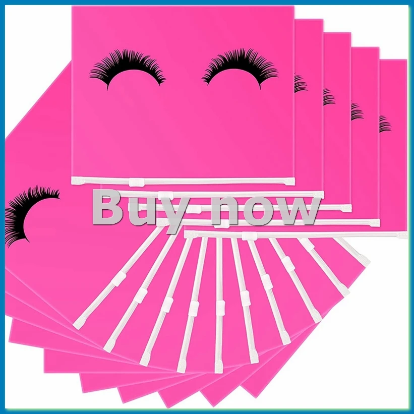 50 Pieces Eyelash Aftercare Bags Plastic Makeup Bags Toiletry Makeup Pouch Cosmetic Travel with Zipper S-ABHG