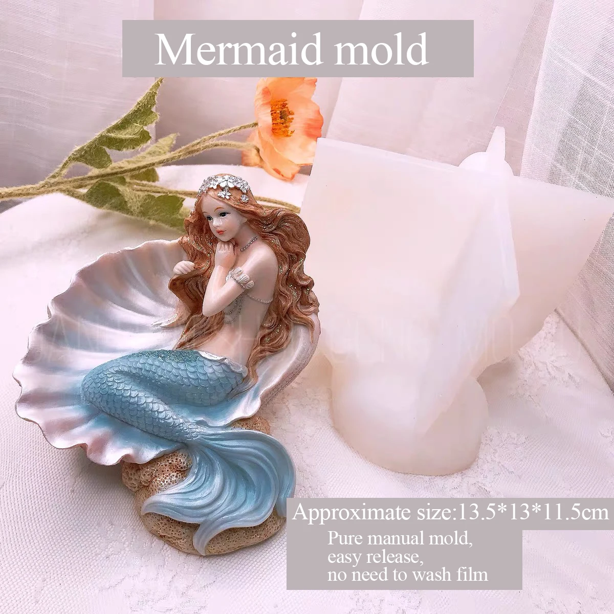 3D silicone mold for aromatherapy plaster, cute mermaid, three-dimensional, DIY