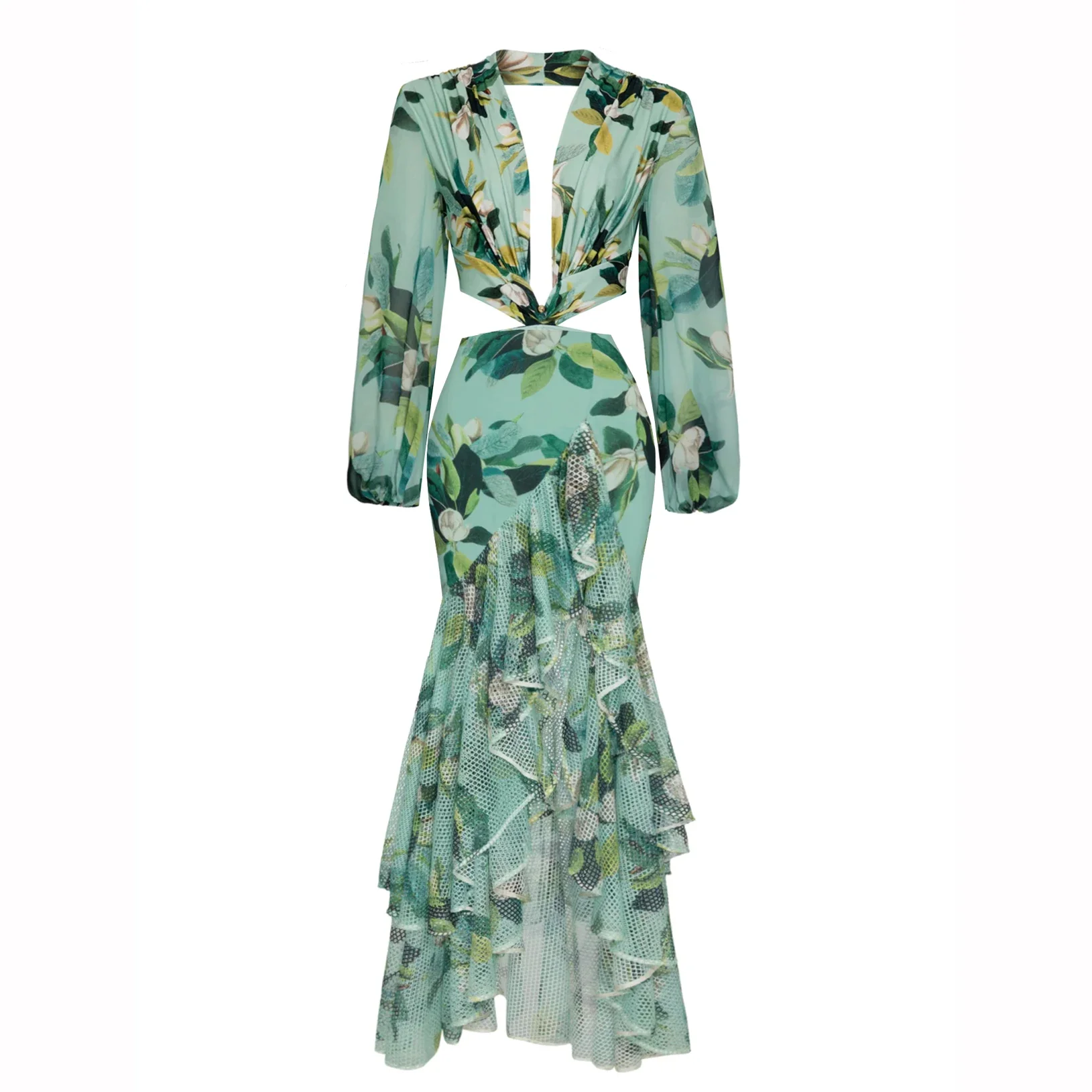 Foral Bedruckter Badeanzug mit Vertuschung, Damen-Bademode, sexy Badeanzug, Push-Up-Bikini, Puffärmel, Bodysuit, Badeanzug, Strandmode