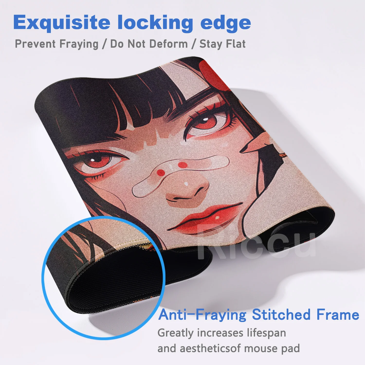Anime Mask Girl Gaming Mousepad Gamer Professional Keyboard Desk Mats Oni Devil Lock Edge Mouse Pad XXL HD Print Non-slip Carpet