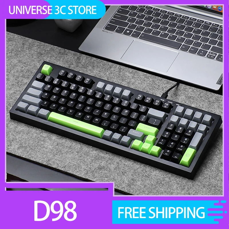 

Yunzii D98 D98 Mechanical Keyboard Rgb Wired Silent Keys Ergonomics Multi-System 98key Pbt Keycap For Laptop Pc Accessories Gift