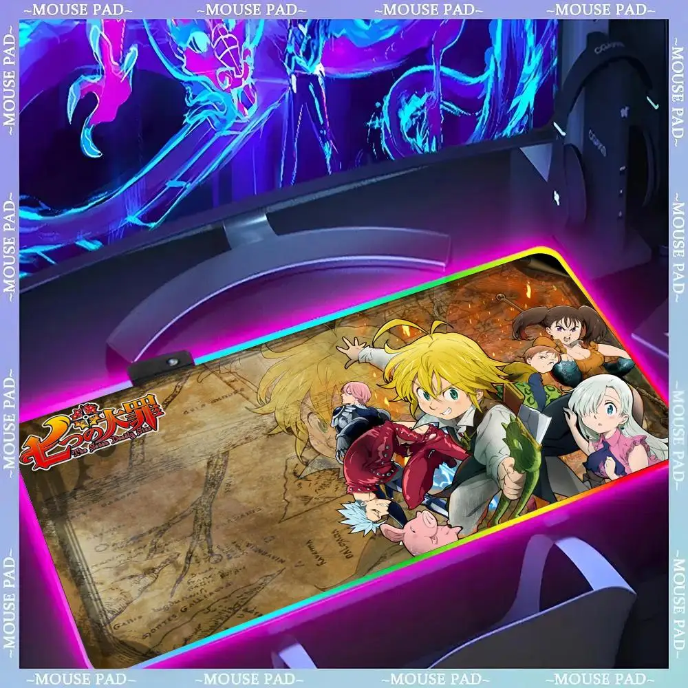 

Коврик для мыши N-Nanatsu No Taizai, геймерский люминесцентный светодиодный коврик для мыши, игровой стол, RGB настольный коврик, клавиатура, коврик для мыши для ПК