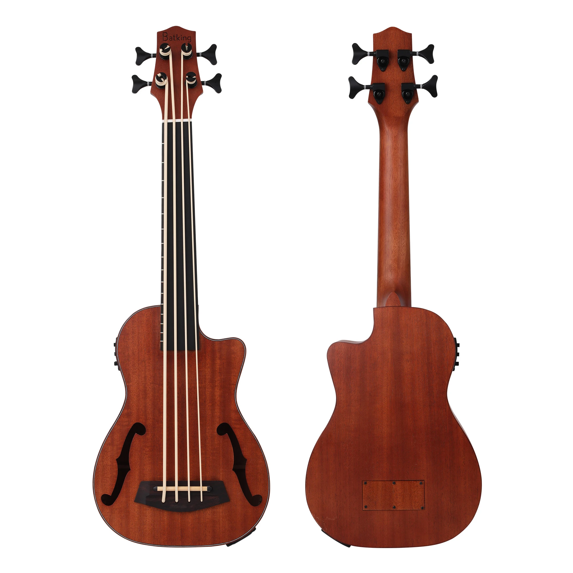 Batking Ukulele Bass Electric Ubass，30 inch Baritone bass ukulele, Fretted Electric Acoustic Uku bass With Gig Bag