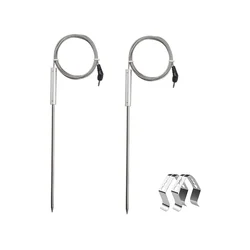 2 Pack Meat Probe Replacement for Thermopro Thermometers TP20 TP17 TP16 TP08S TP07 TP06,with 2 BBQ Probe Holder Clip