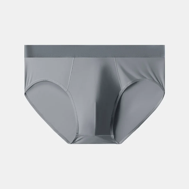 Solid color casual sports minimalist Men's mid waist lightweight cool seamless ice silk brief