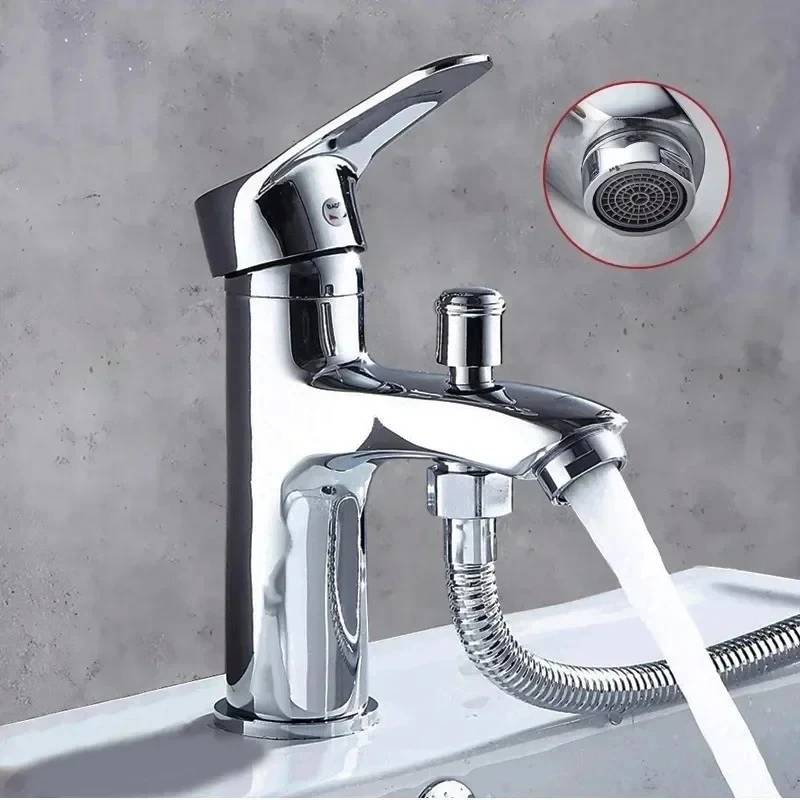 

Bathroom Shower Faucet, Single Hole Basin Faucet with Shower Accessories, Multifunctional Home Washbasin Faucet