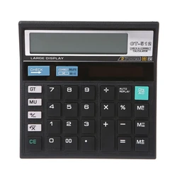 DN59 12-Digit Desk Calculator Business Students Accounting Tool Battery and Solar Power Big Buttons LCD Electronic Calculator