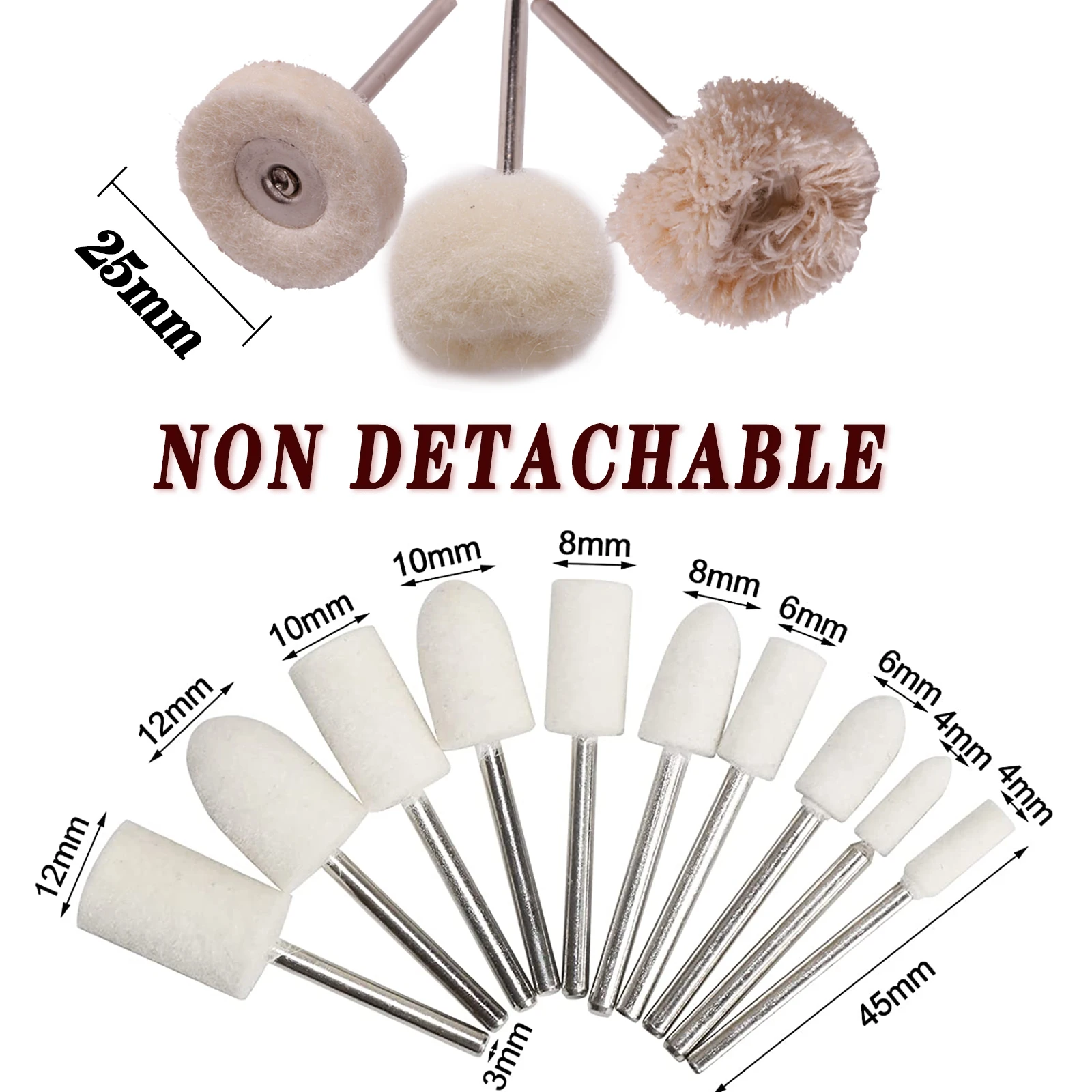 Wool Felt Polishing Buffing Wheel Replaceable Detachable Pads For Rotary Tool Accessories