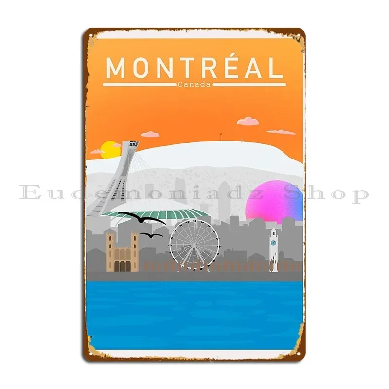 Montreal Postcard Metal Signs Garage Print Garage Cinema Garage Tin Sign Poster