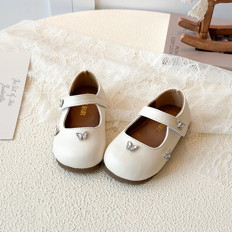 Girls' Korean Style Leather Shoes 2026 New Version Simple Shallow Mouth Children's Single Fashionable Versatile Kids Shoes