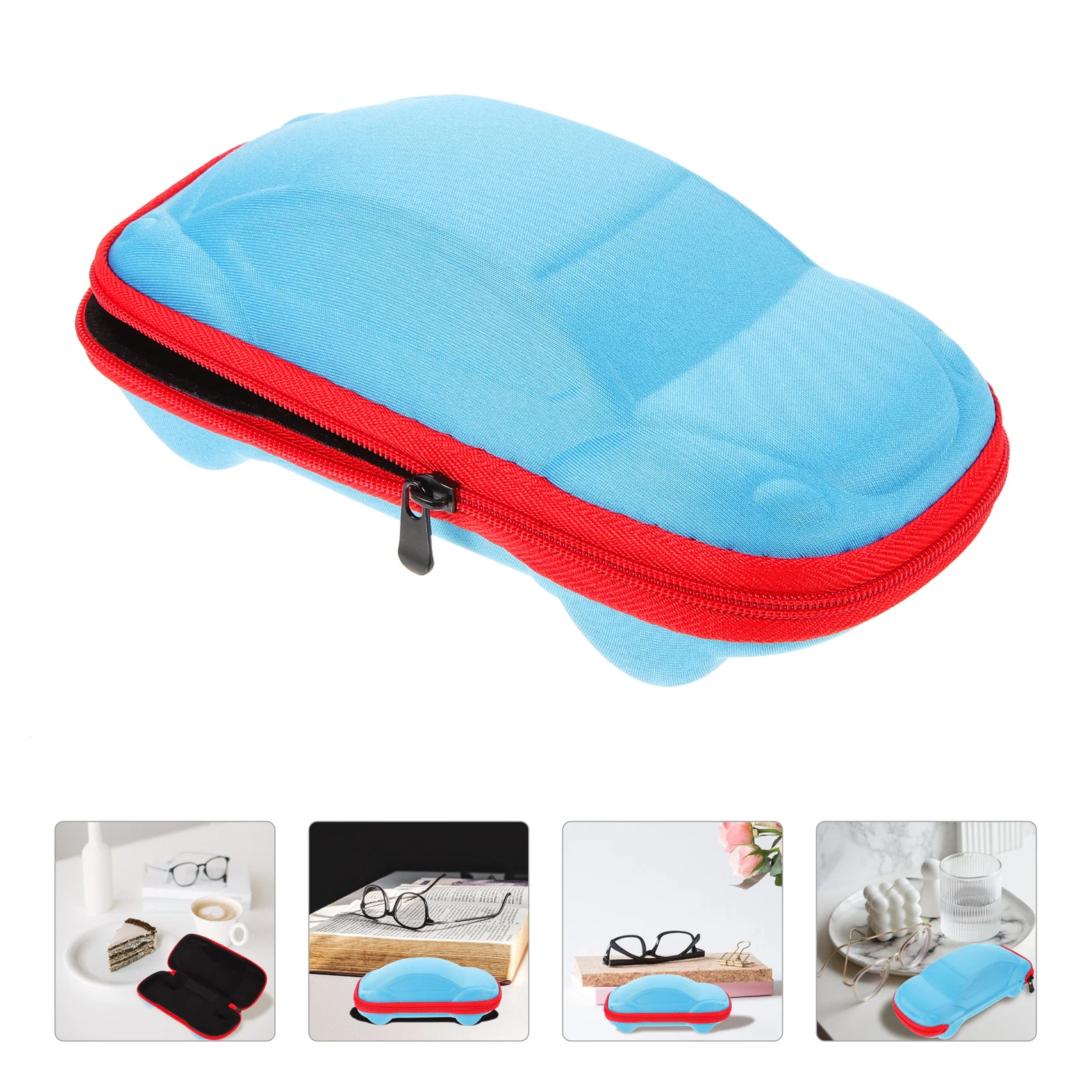 

Glasses Case Cute with Zipper Lightweight Portable Sunglasses Car Shaped Eyeglasses Holder Blue Girls Child