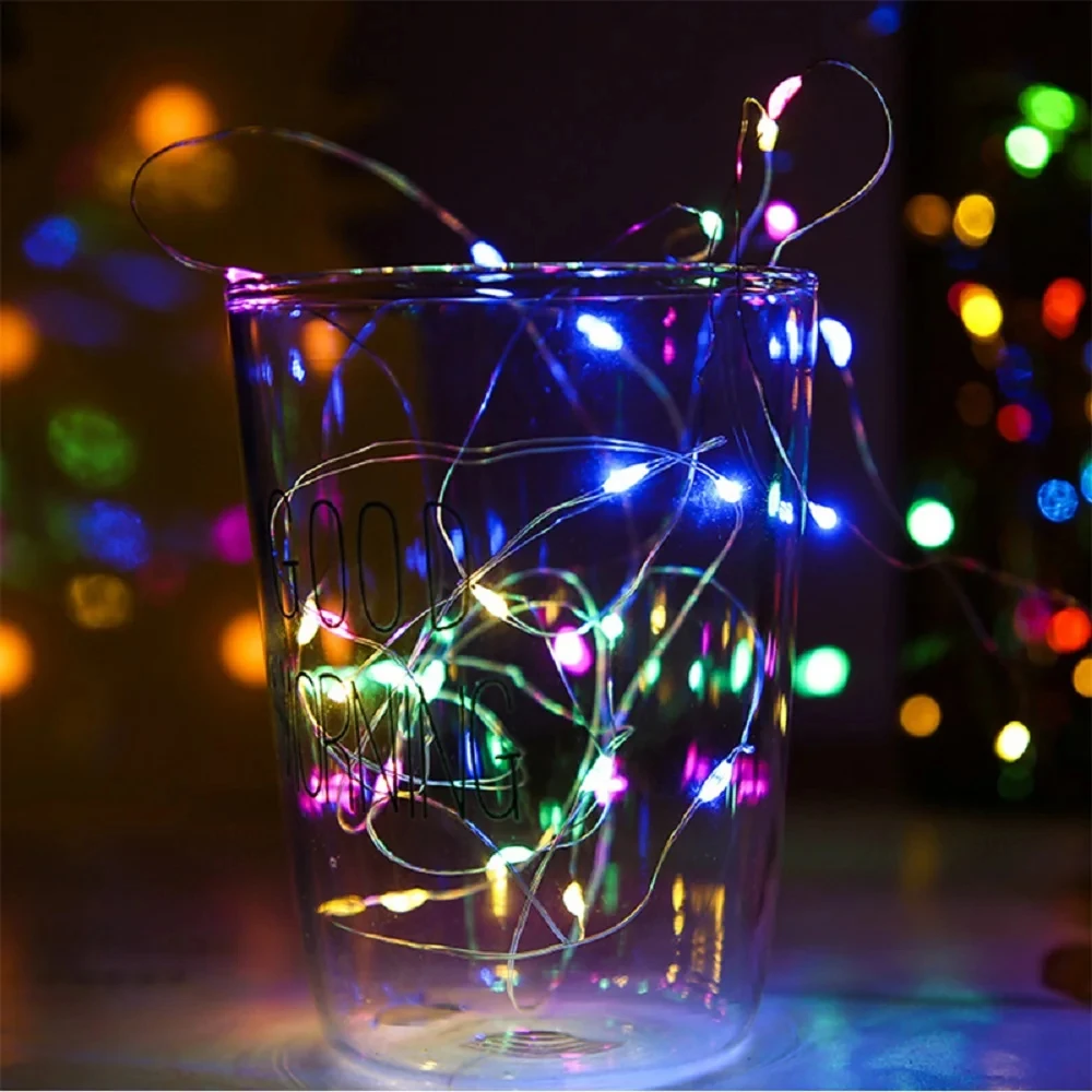 

2M 3M 5M 10M 100 Led Strings Silver Wire 3XAA Battery Operated Christmas Wedding Party Decoration LED String Fairy Lights