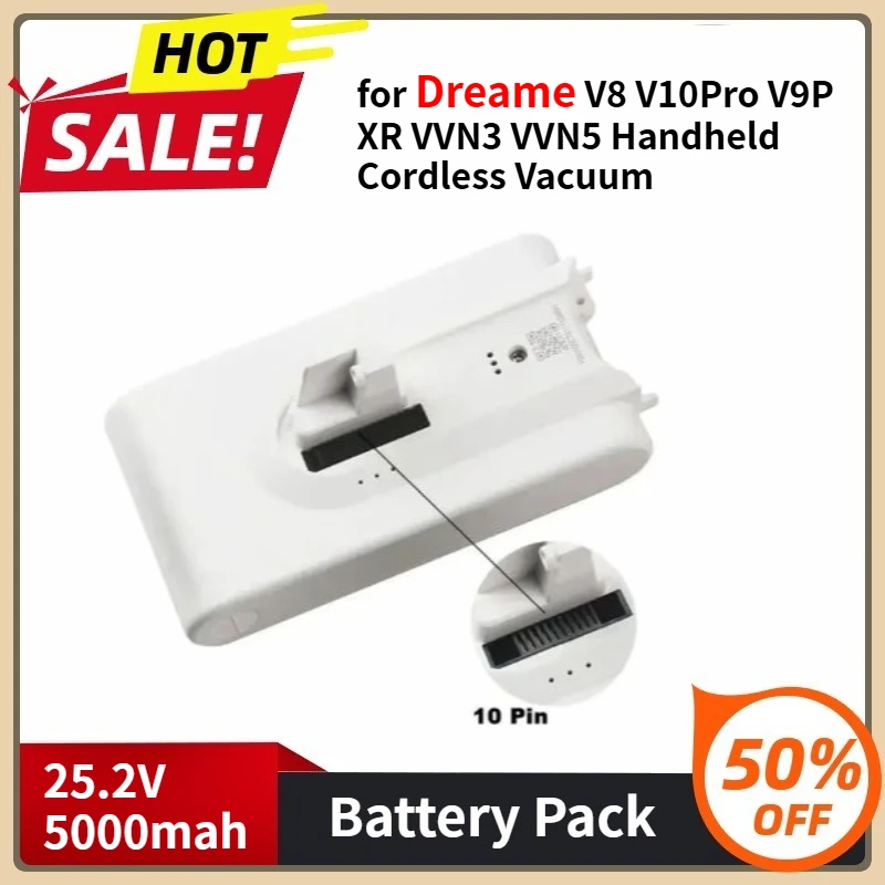 

Li ion Battery for Dreame V8 V10Pro V9P XR VVN3 VVN5 Handheld Cordless Vacuum Cleaner Parts 5000mAh Replacement Battery