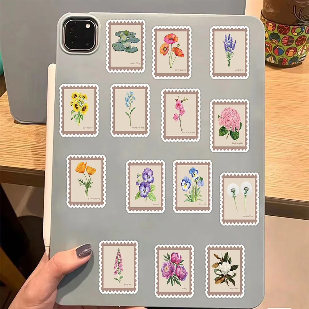 50 SZTUK Retro Kwiatowe Naklejki z Surowych Kwiatów, Naklejki Winylowe Graffiti na Gitarę, Bagaż, DIY, Wodoodporne Naklejki na Obudowę Telefonu