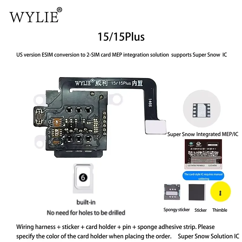 Solución de conversión de ESIM a doble SIM para iPhone 15 Plus, integración MEP, soporte Super Snow IC, reparación de iPhone 3